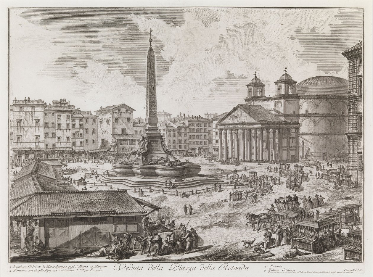 Widok na Piazza della Rotonda, z serii Vedute di Roma autorstwa Giovanni Battista Piranesi