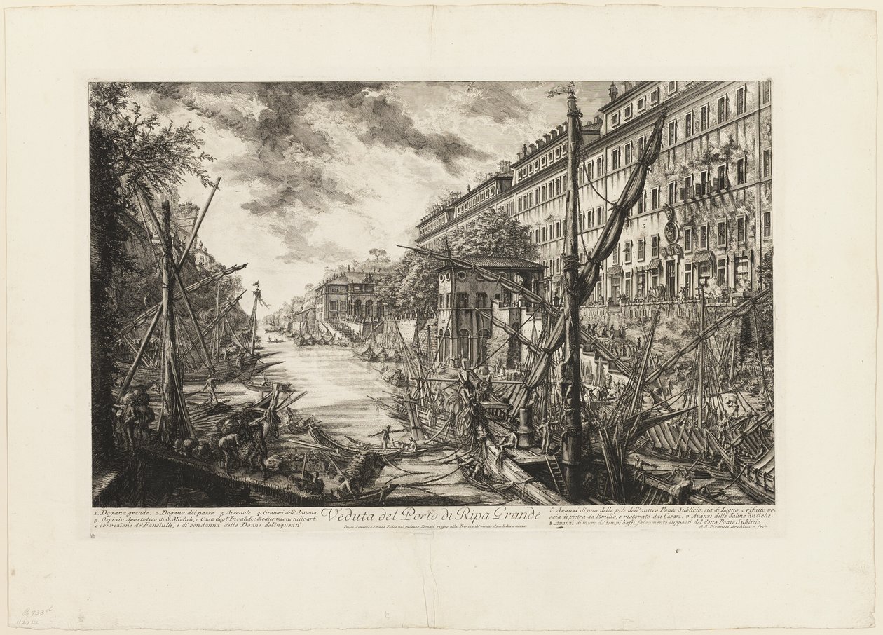 Widok na port Ripa Grande, z widoków Rzymu autorstwa Giovanni Battista Piranesi