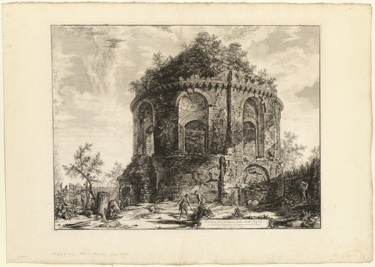 Widok na tzw. Tempio della Tosse (świątynię kaszlu) na Via Tiburtina milę od Tivoli, z Widoków na Rzym autorstwa Giovanni Battista Piranesi