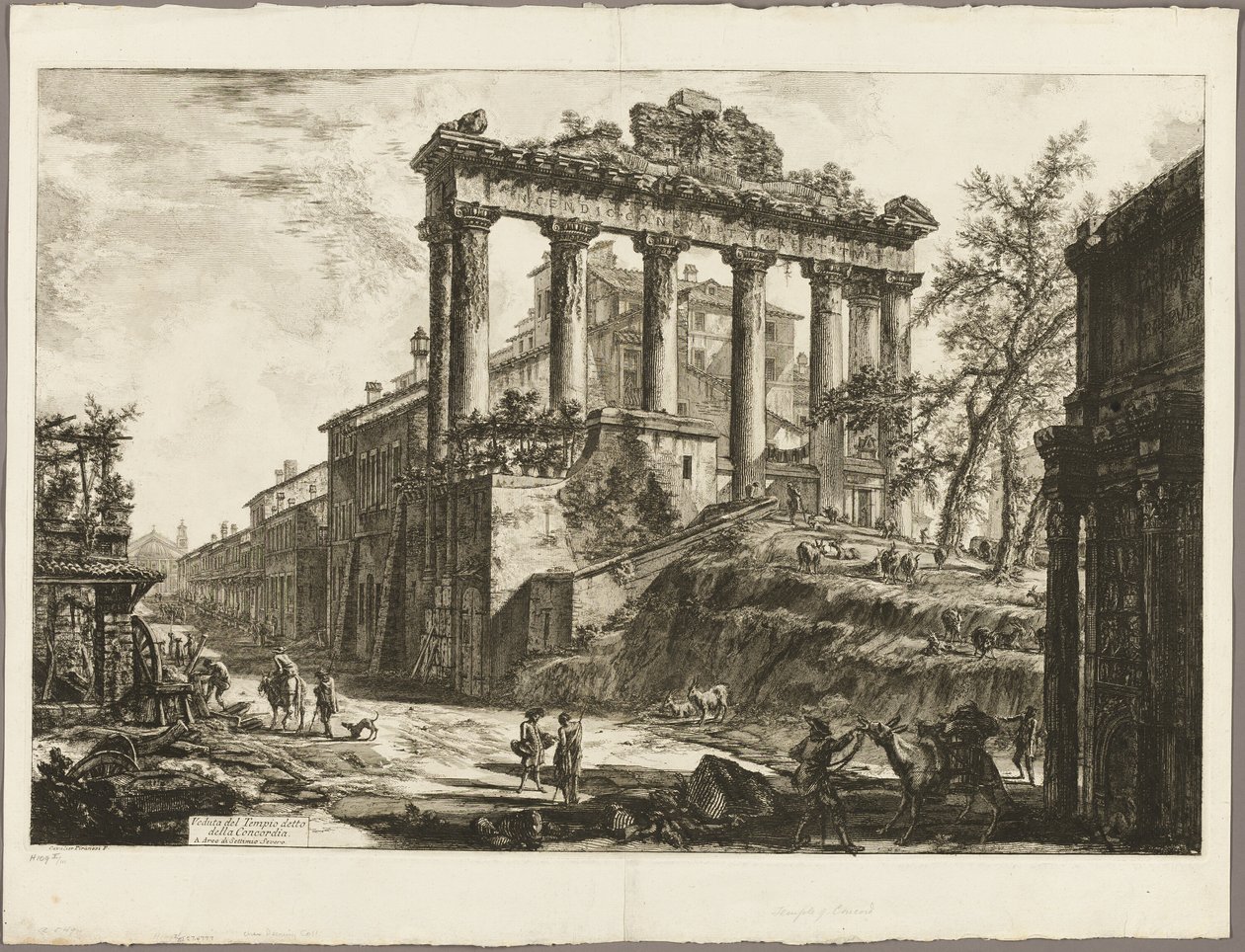 Widok na tak zwaną świątynię Zgody z widoków Rzymu autorstwa Giovanni Battista Piranesi