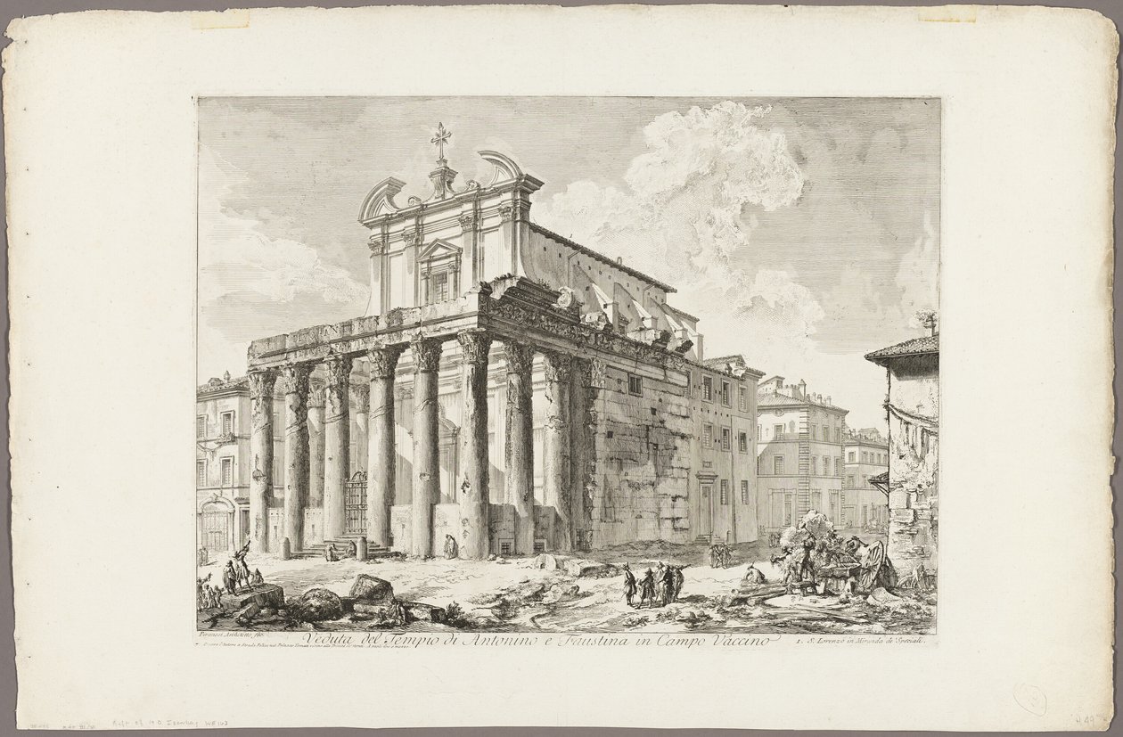 Widok świątyni Antonina i Faustyny na Forum Romanum, z Widoków Rzymu autorstwa Giovanni Battista Piranesi