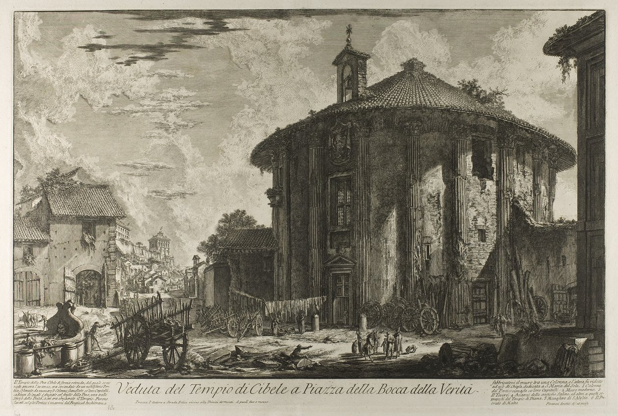 Widok świątyni Kybele na Piazza Bocca della Verità, z Widoków Rzymu autorstwa Giovanni Battista Piranesi
