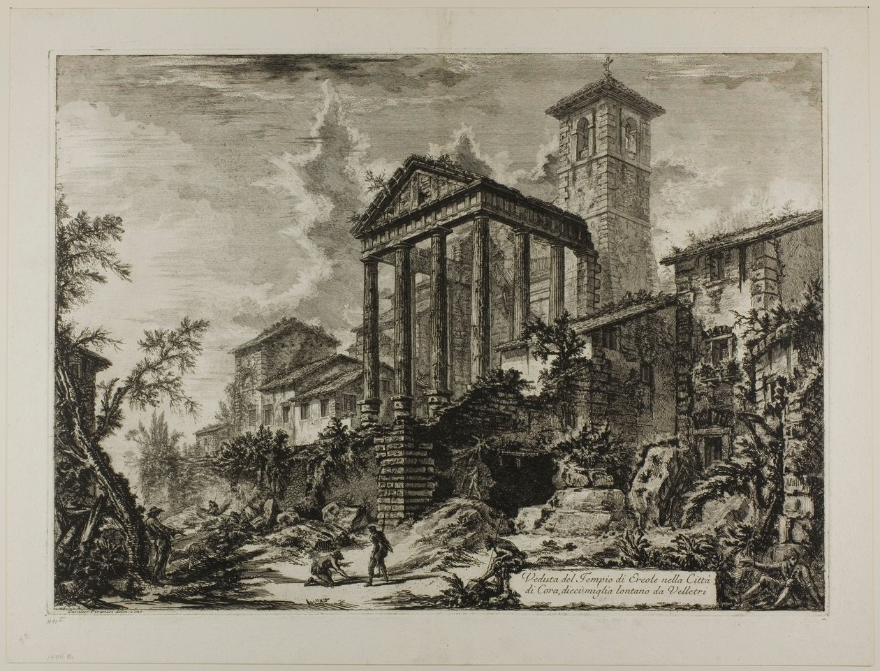 Widok świątyni Herkulesa w Cori, dziesięć mil odległej od Velletri, z Widoków Rzymu autorstwa Giovanni Battista Piranesi