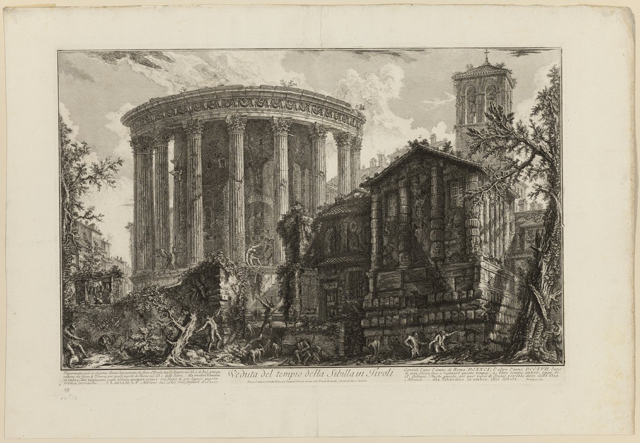 Widok na Świątynię Sybilli w Tivoli, z Widoków Rzymu autorstwa Giovanni Battista Piranesi