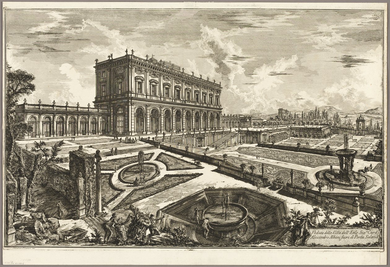 Widok willi Jego Eminencji Kardynała Alessandro Albani, poza Porta Salaria, z Widoków Rzymu autorstwa Giovanni Battista Piranesi