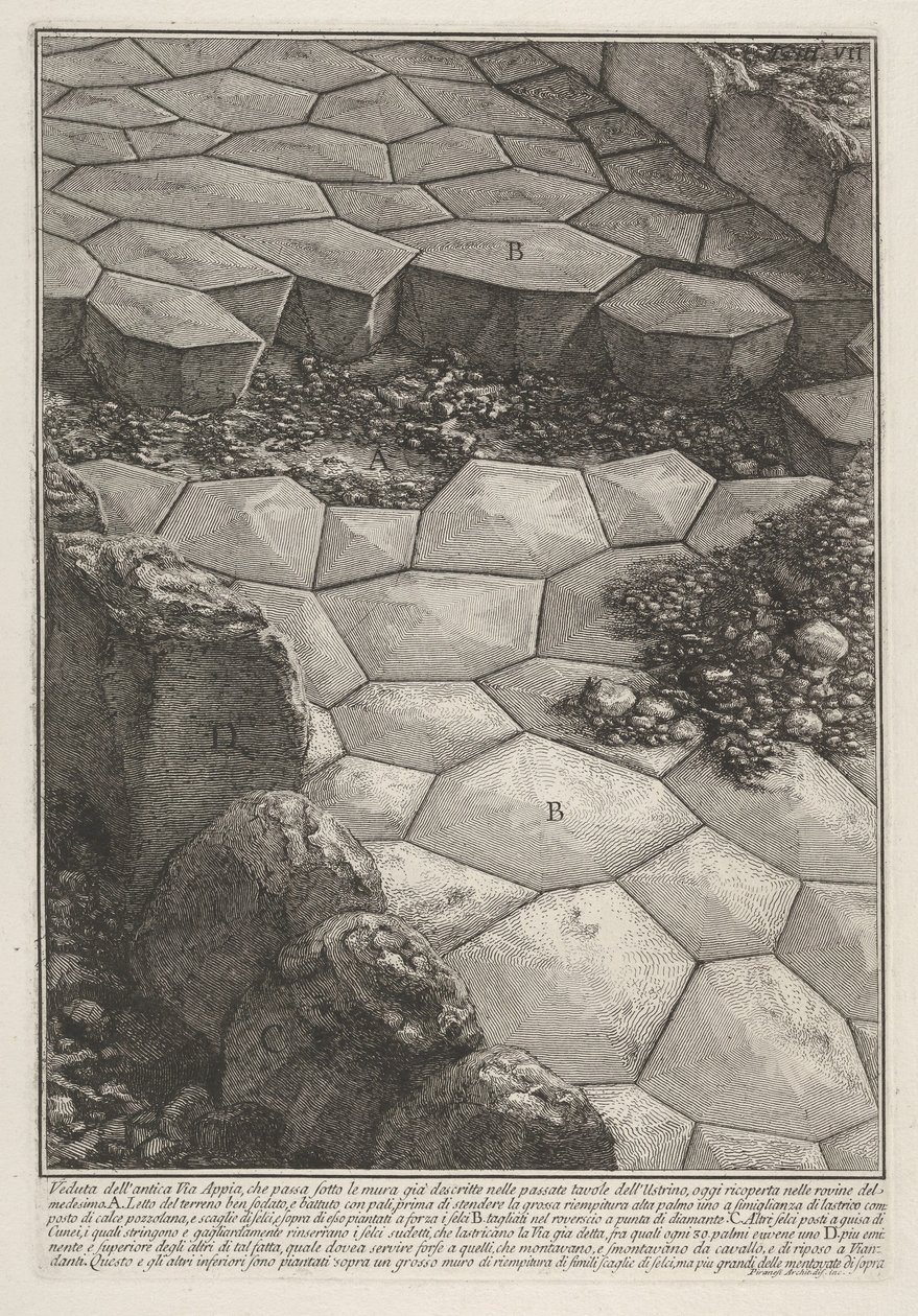 Widok kamiennego bruku Via Appia (Veduta dell