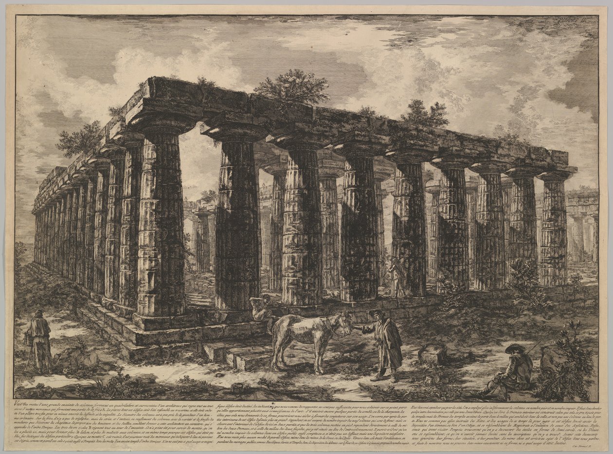Widok ukazujący pozostałości dużego ogrodzenia kolumn…, z Différentes vues de…, ca. 1748. autorstwa Giovanni Battista Piranesi