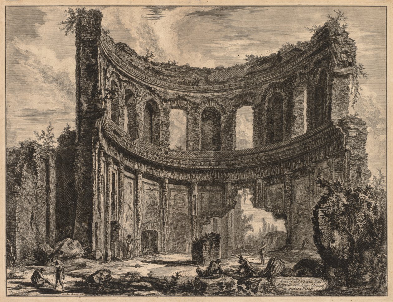 Widoki Rzymu: pozostałości świątyni Apollina w pobliżu willi Hadriana, 1768 r. autorstwa Giovanni Battista Piranesi