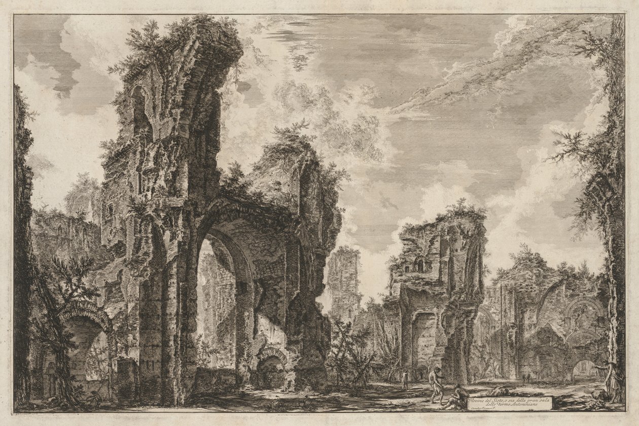 Widoki na Rzym: Ruiny Sisto lub obie wielkiej sali Łaźni Antoninian autorstwa Giovanni Battista Piranesi