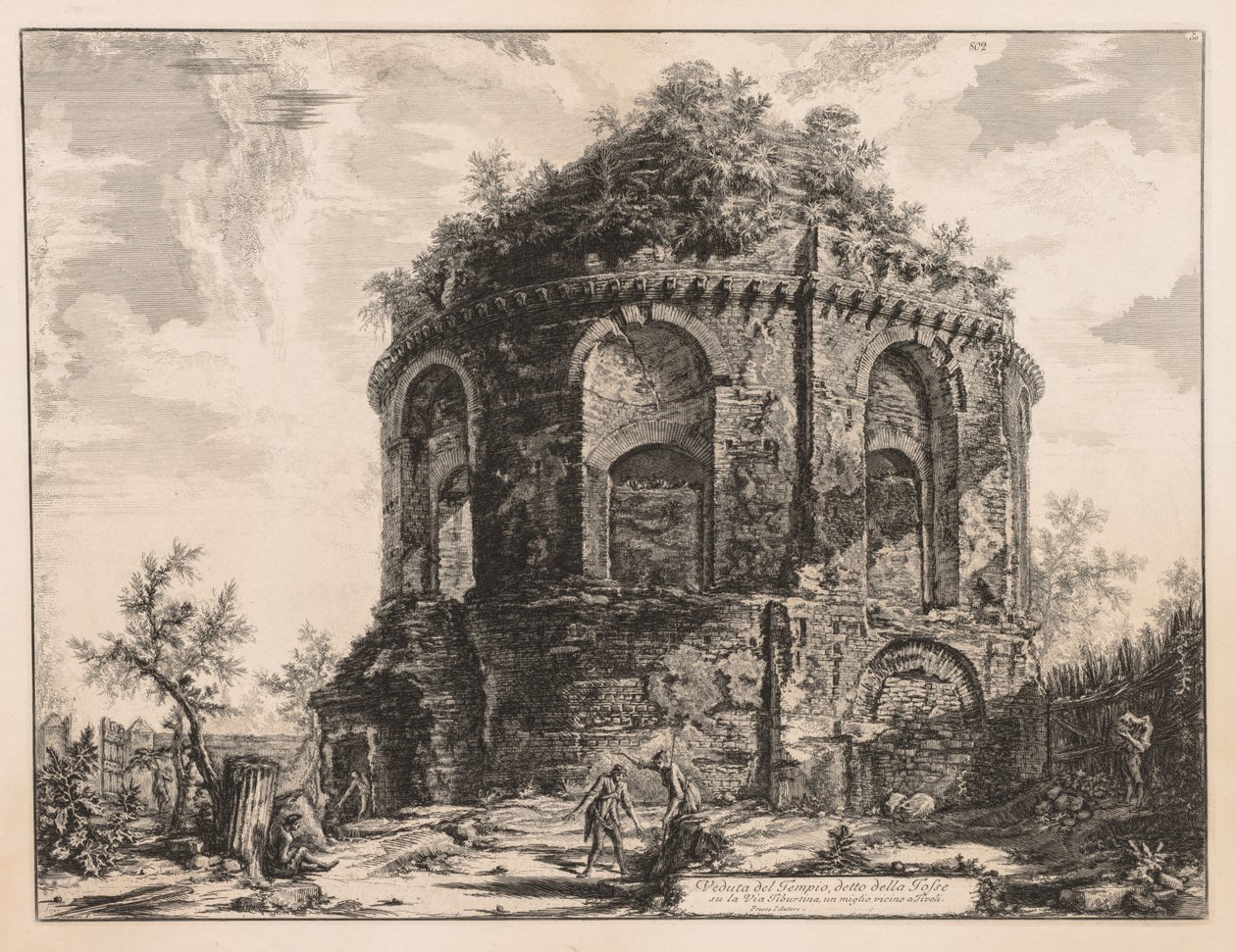 Widoki na Rzym: tak zwane Tempio della Tosse, niedaleko Tivoli, 1763. autorstwa Giovanni Battista Piranesi