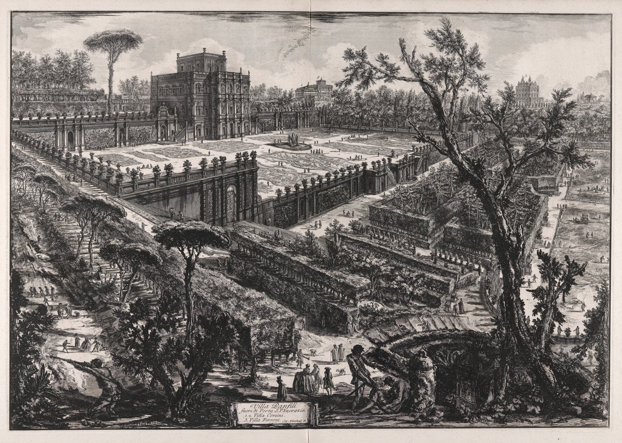 Villa Panfili poza Porta San Pancrazio (Villa Pamphilj poza Porta San Pancrazio), z Vedute di Roma (Widoki na Rzym) autorstwa Giovanni Battista Piranesi