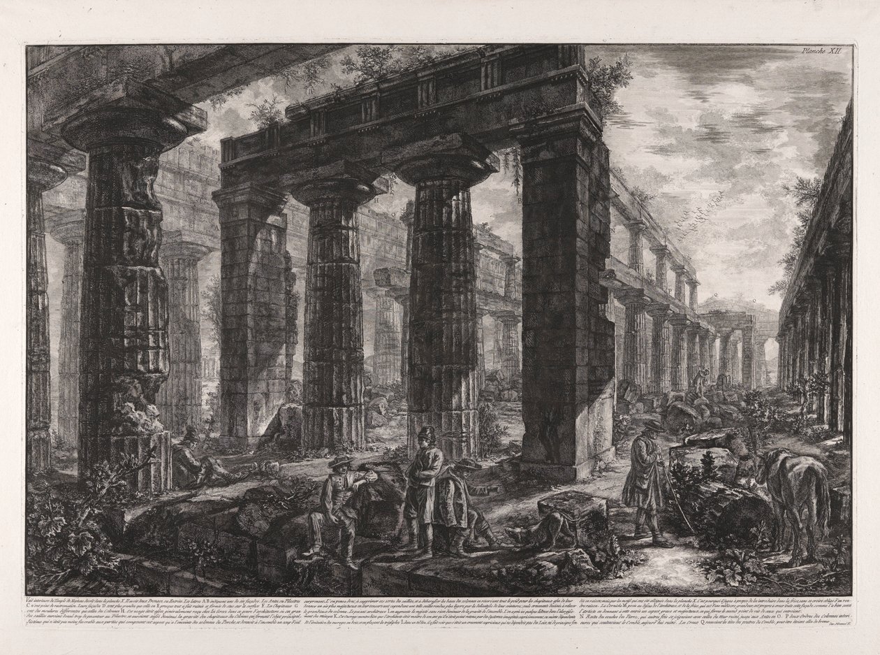 Widok wnętrza świątyni Neptuna opisanej na il. X autorstwa Giovanni Battista Piranesi