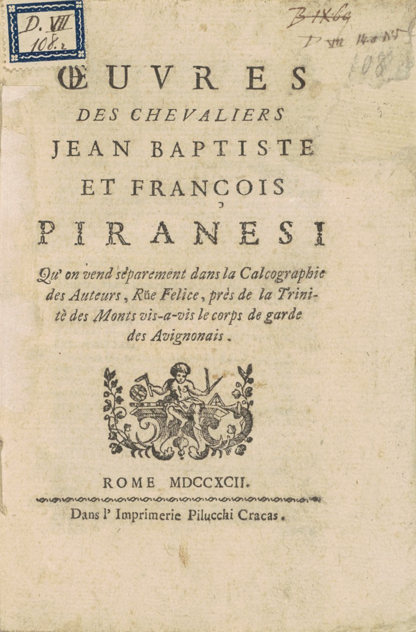 Dzieła Rycerzy Jean Baptiste i François Piranesi autorstwa Giovanni Battista Piranesi, Francesco Piranesi