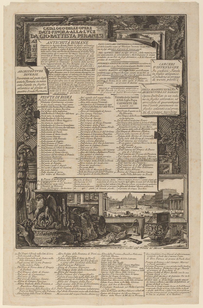 Katalog prac przekazanych do tej pory Lvce przez Gio Battista Piranesi autorstwa Giovanni Battista Piranesi and Francesco Piranesi