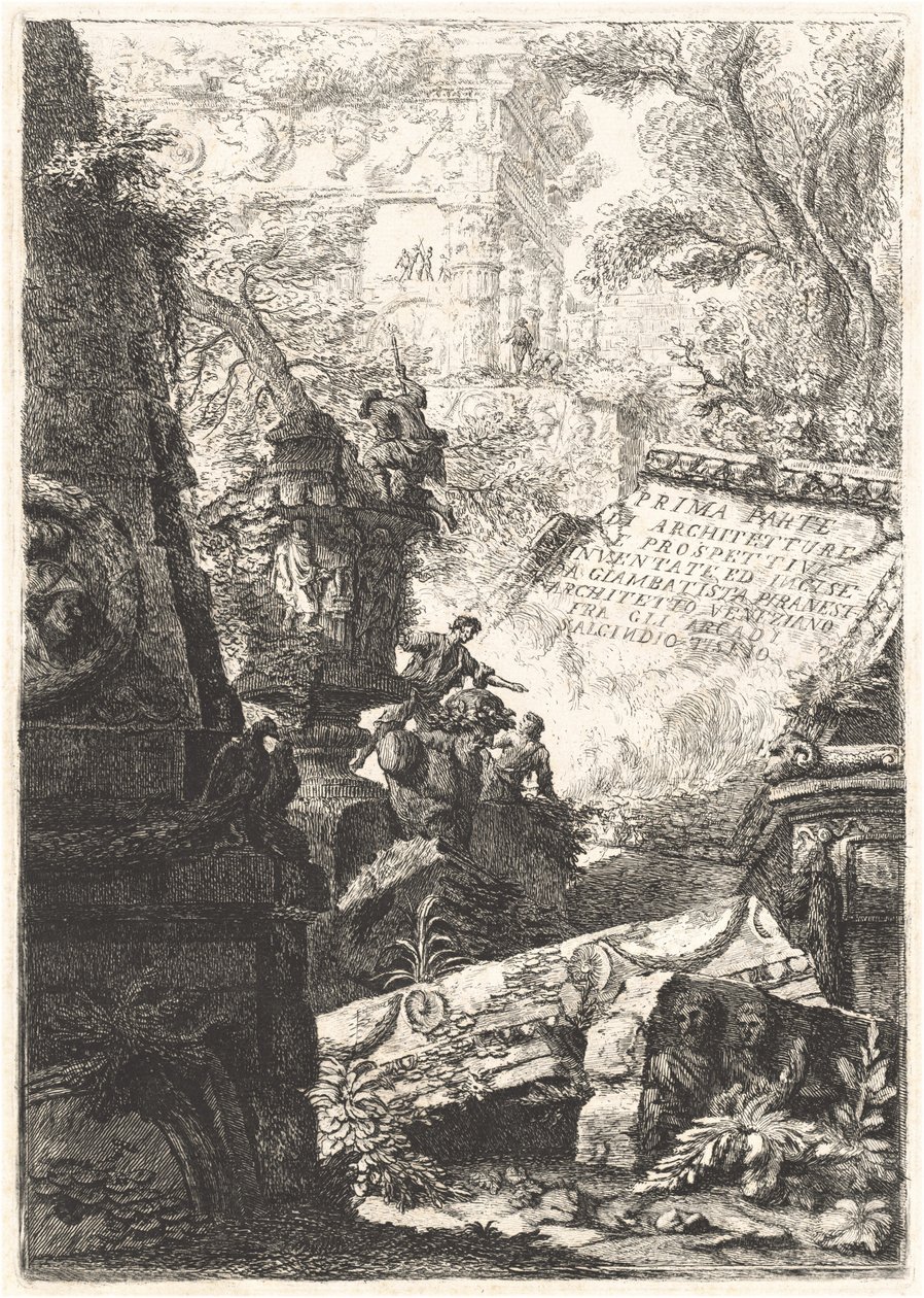 Pierwsza część; Groteski; Więzienia; Wszelkie widoki ...; Trofea Oktawiana Augusta autorstwa Giovanni Battista Piranesi and Francesco Piranesi