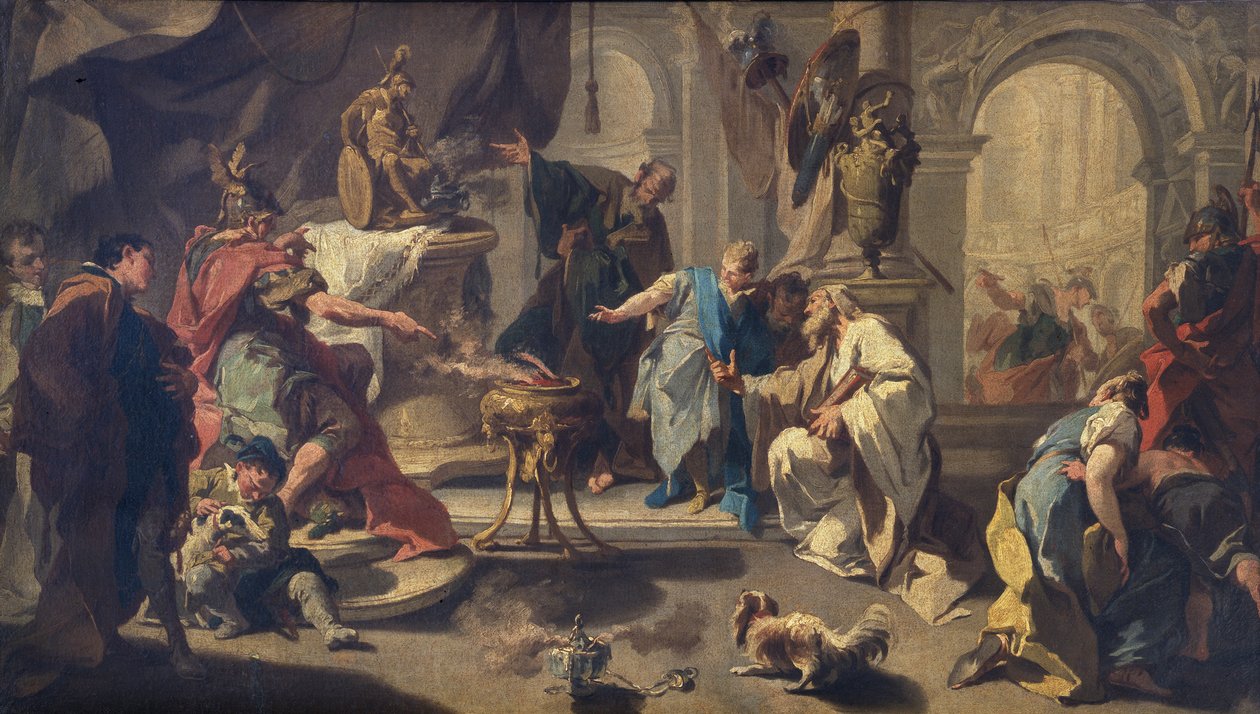 Hannibal przysięgający wieczną wrogość Rzymianom, ok. 1723 (olej na płótnie) autorstwa Giovanni Battista Pittoni