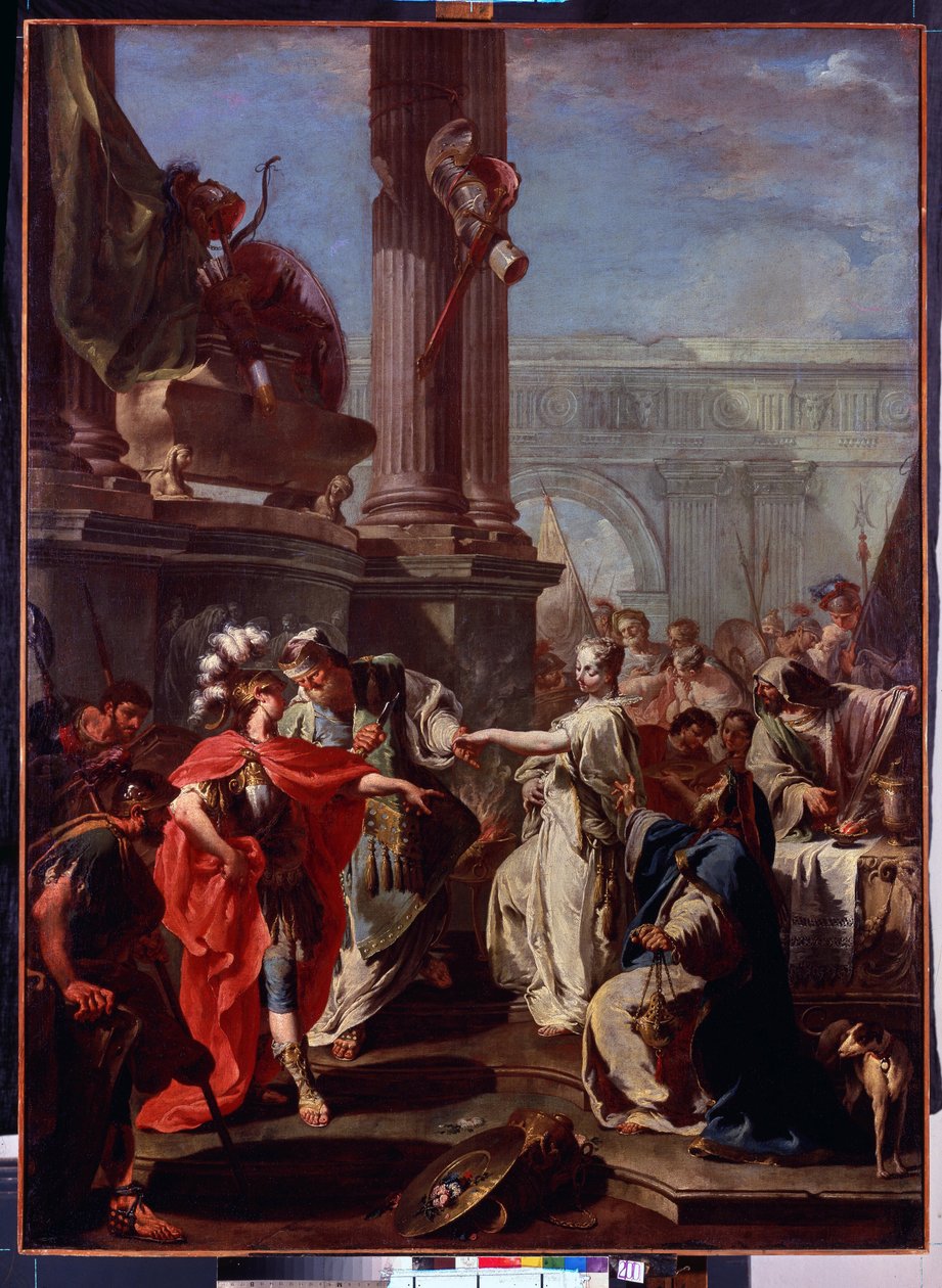 La Sacré de Polyxene (Ofiara Polksenu). Ofiarowanie Polyxene par Neoptoleme, greckiego bohatera sur le tombeau d
