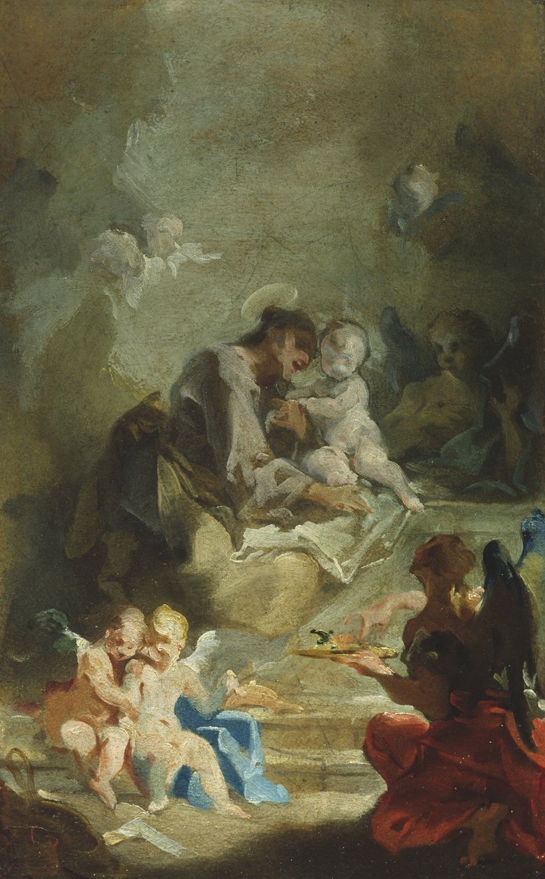 Św. Antoni Padewski adorujący Dzieciątko Jezus, ok. 1730 autorstwa Giovanni Battista Pittoni