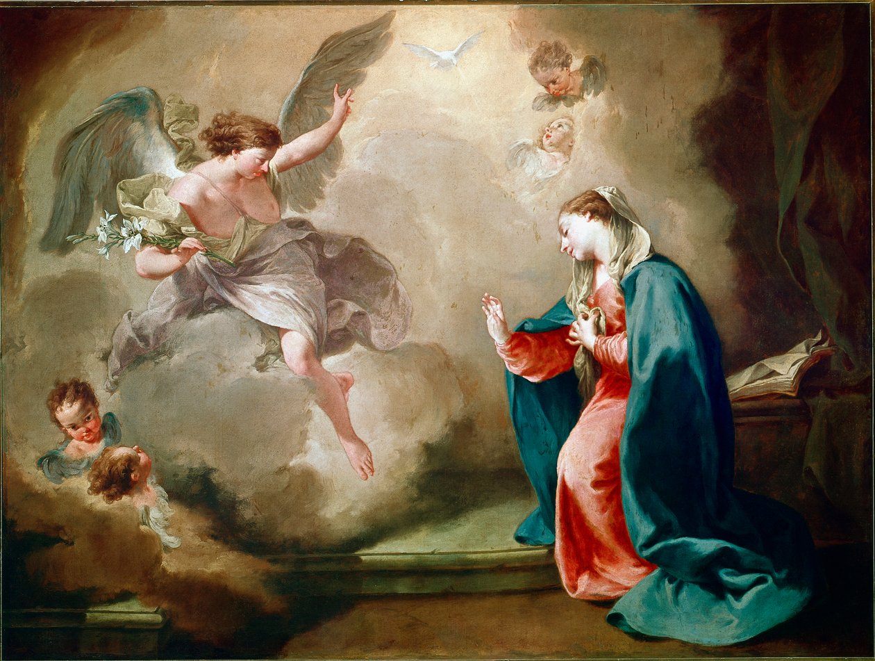 Obraz Zwiastowania Giambattisty (Giovan Battista) (Giovanni Battista) Pittoni (1687-1767) autorstwa Giovanni Battista Pittoni