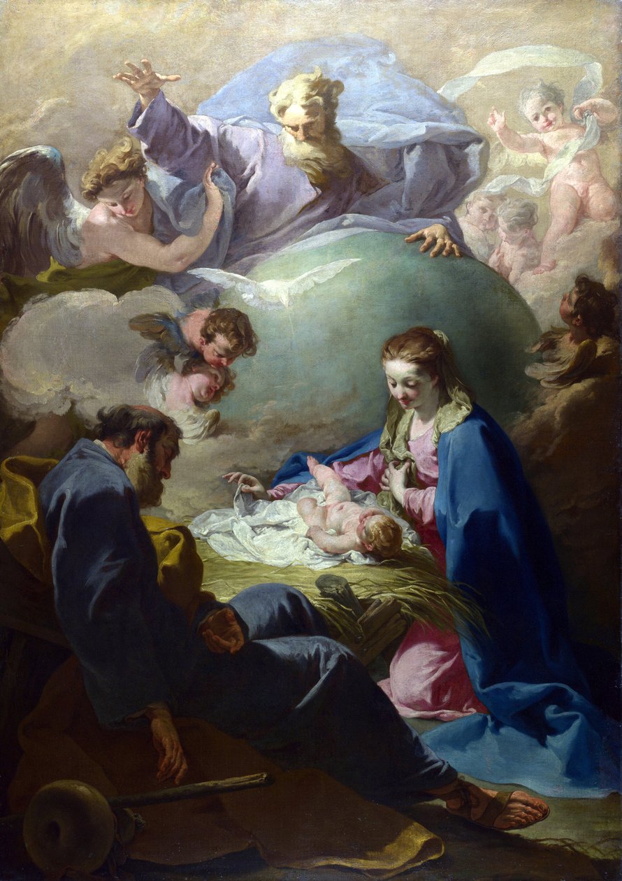 Narodzenia z Bogiem Ojcem i Duchem Świętym, ok. 1740 autorstwa Giovanni Battista Pittoni