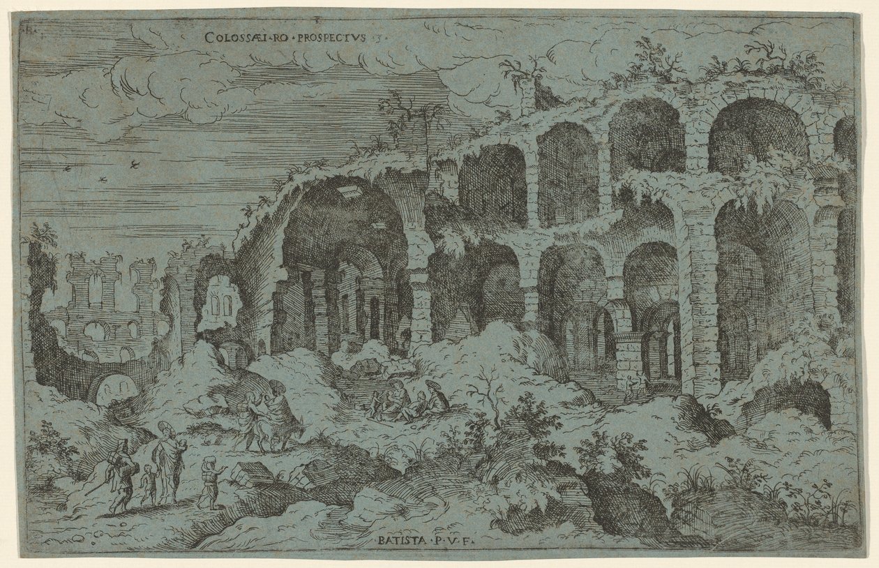 Kolosy. Ro. Prospekt. 3 (Trzeci widok Koloseum w Rzymie) autorstwa Giovanni Battista Pittoni, after Hieronymus Cock
