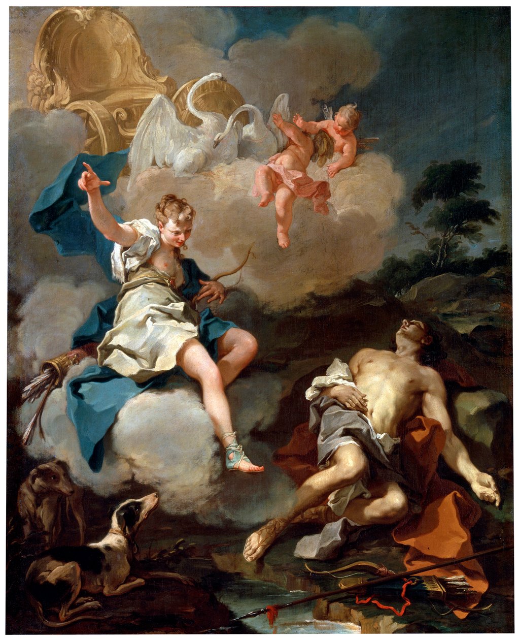„Diana i Endymion”, 1723 autorstwa Giovanni Battista Pittoni the Younger