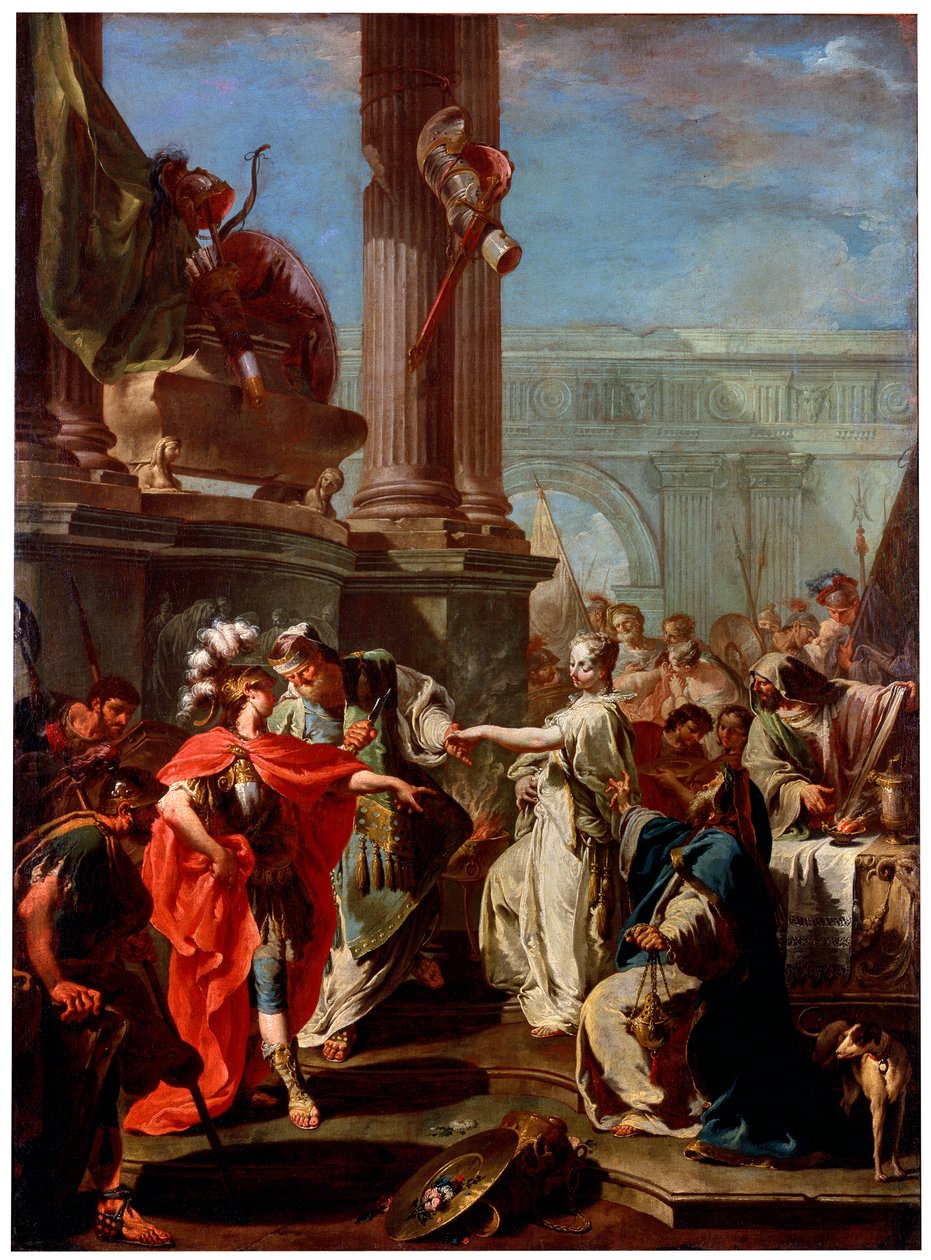 „Ofiara Polikseny”, 1730 autorstwa Giovanni Battista Pittoni the Younger