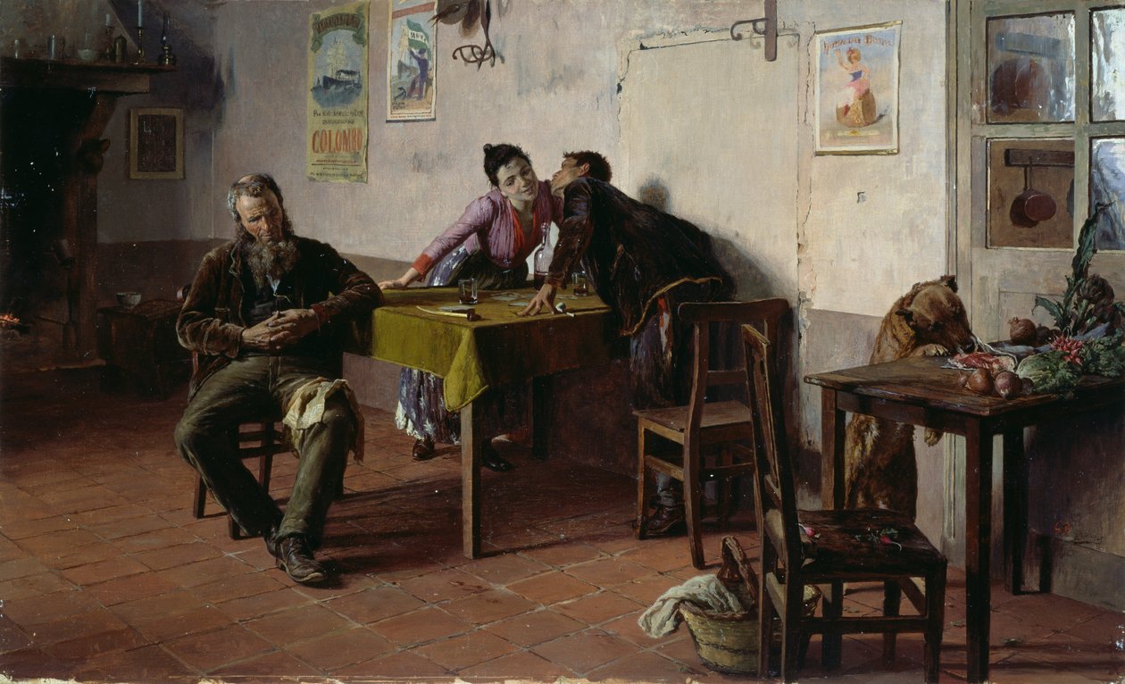 Zwierzenia, Giovanni Battista Quadrone (1844-1898), olej na desce, 30,5x52 cm autorstwa Giovanni Battista Quadrone