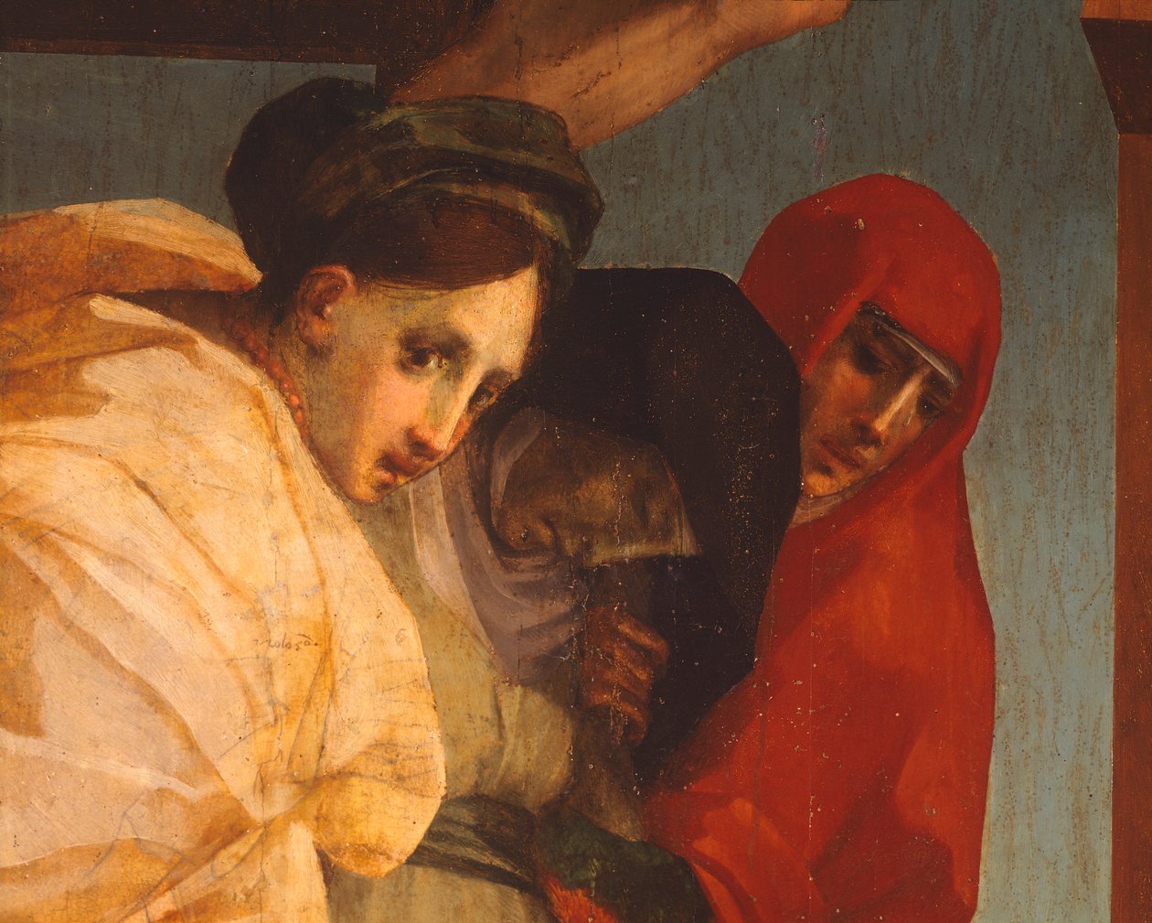 Osadzanie przez Rosso Fiorentino (1494-1540), olej na desce, 375x196 cm, detal autorstwa Giovanni Battista Rosso Fiorentino