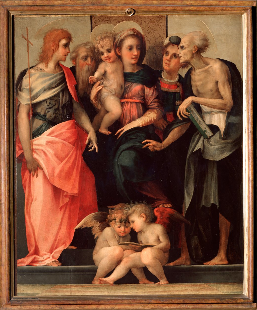 Rozmowa Święta (ołtarz Ognissanti) - tempera na drewnie, ok.1518 autorstwa Giovanni Battista Rosso Fiorentino