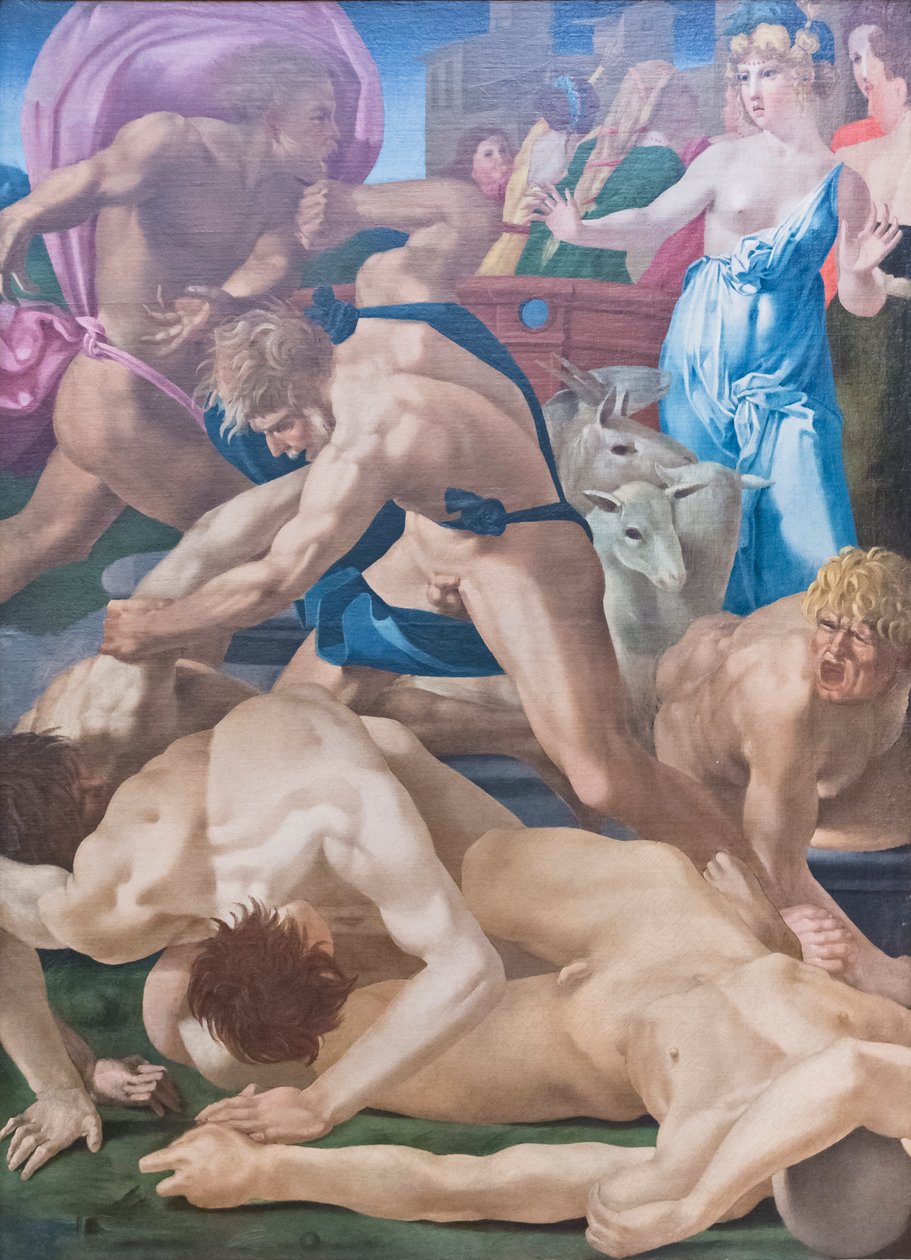 Mojżesz broniący córek Jetry autorstwa Giovanni Battista Rosso Fiorentino