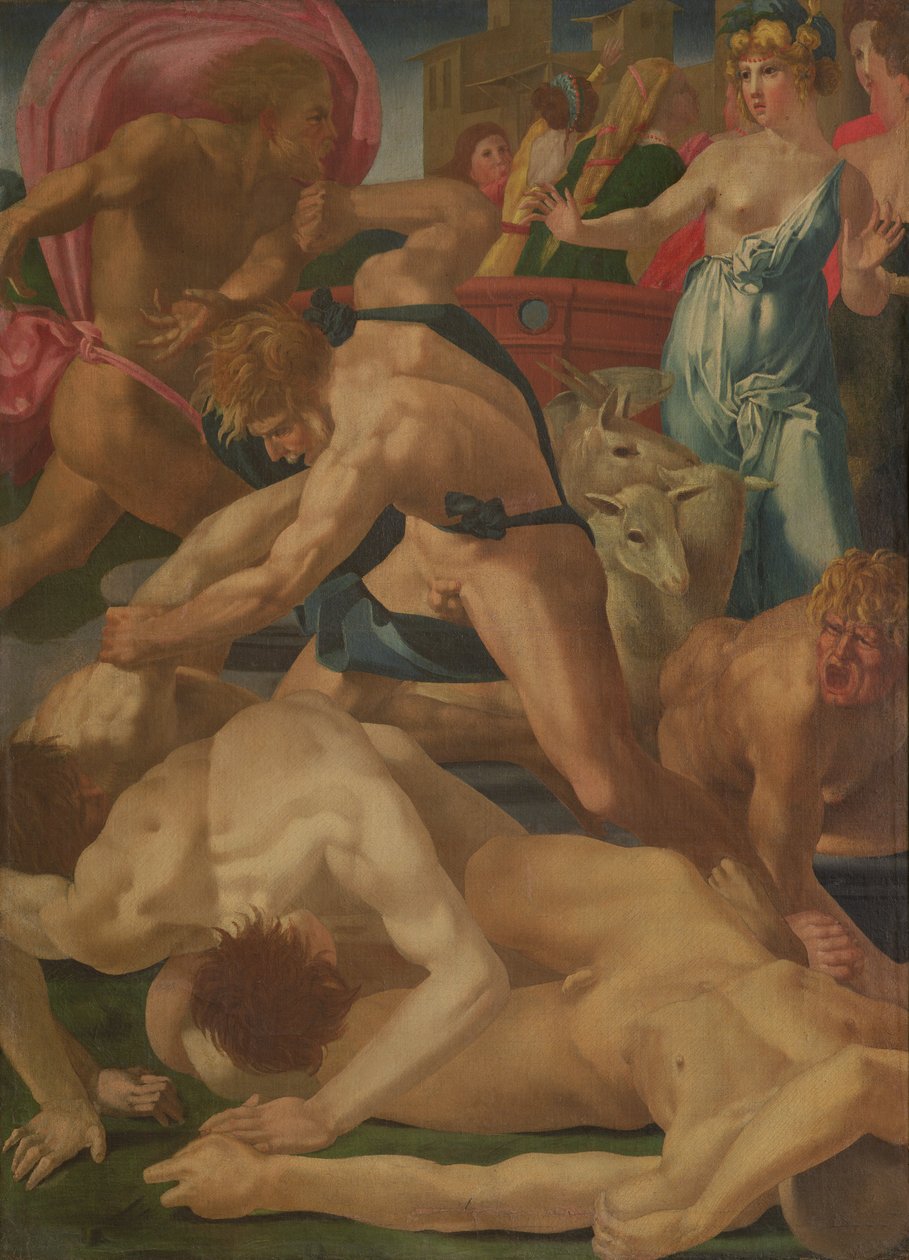 Mojżesz broni córek Jetro, ok. 1523 autorstwa Giovanni Battista Rosso Fiorentino