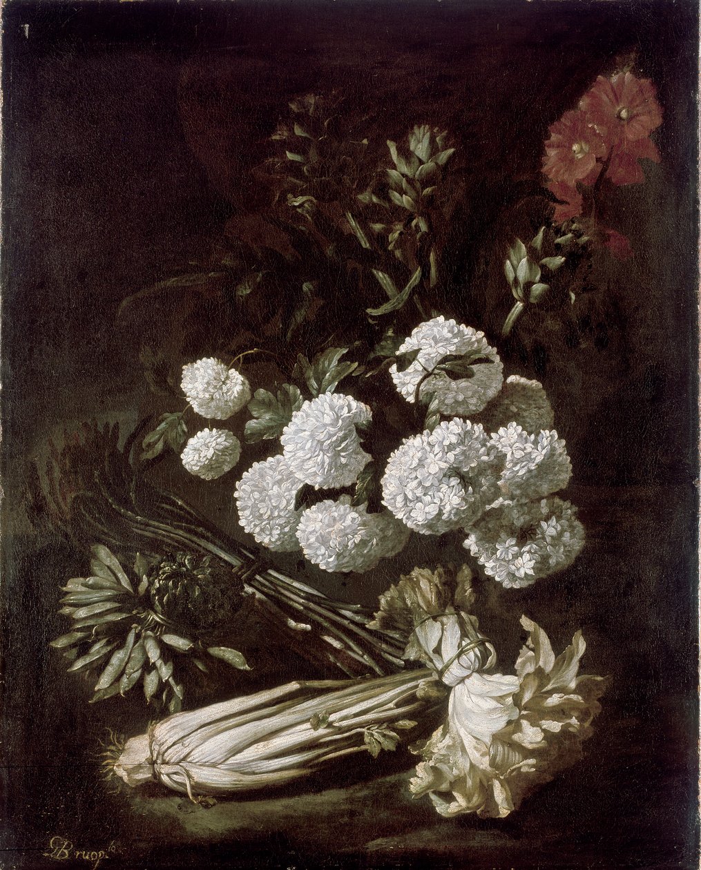 Martwa natura z kwiatów i warzyw, 1650 autorstwa Giovanni Battista Ruoppolo