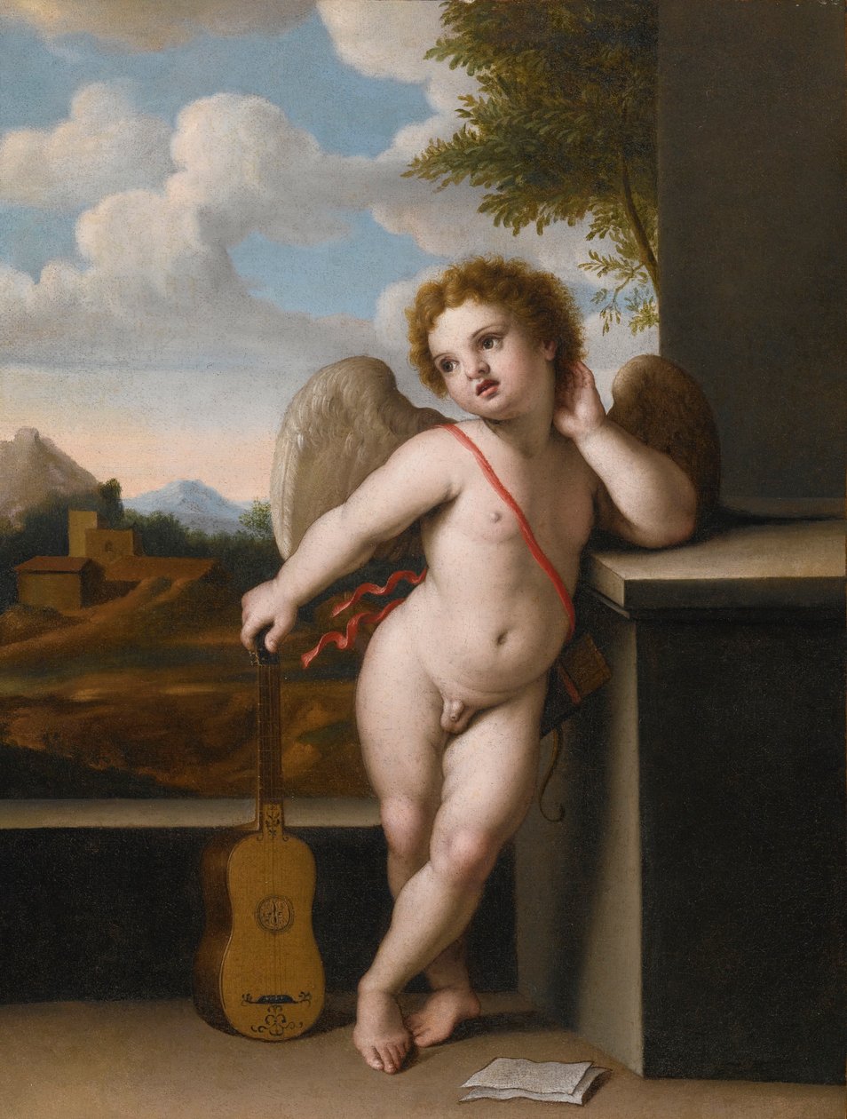 Giovanni Battista Salvi Anioł trzymający gitarę autorstwa Giovanni Battista Salvi da Sassoferrato