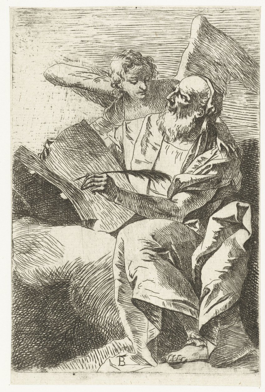 Ewangelista Mateusz z aniołem Czterech Ewangelistów (tytuł serii) autorstwa Giovanni Battista Tiepolo (attributed to)