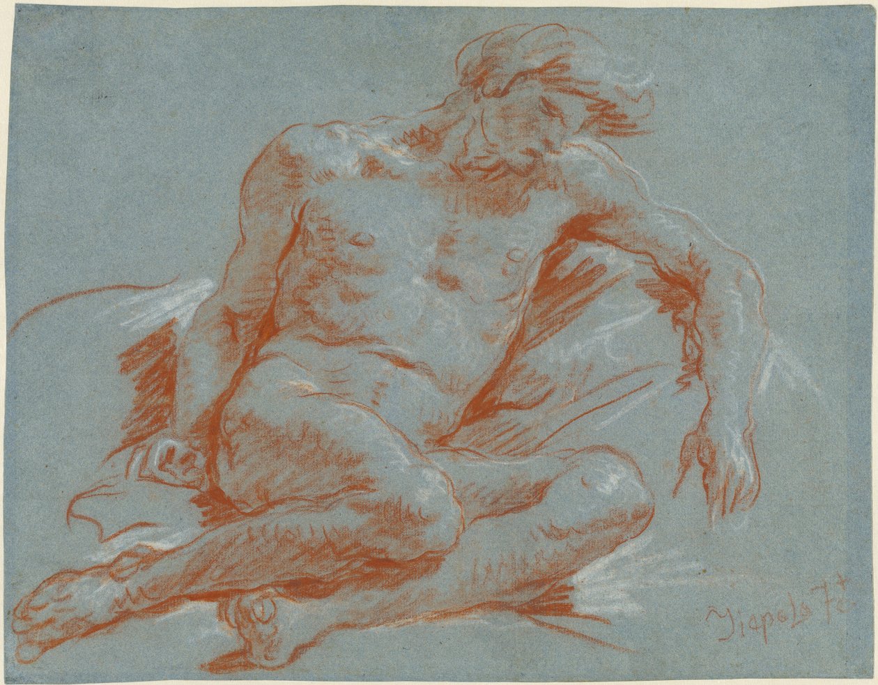 Siedzący mężczyzna nago autorstwa Giovanni Battista Tiepolo