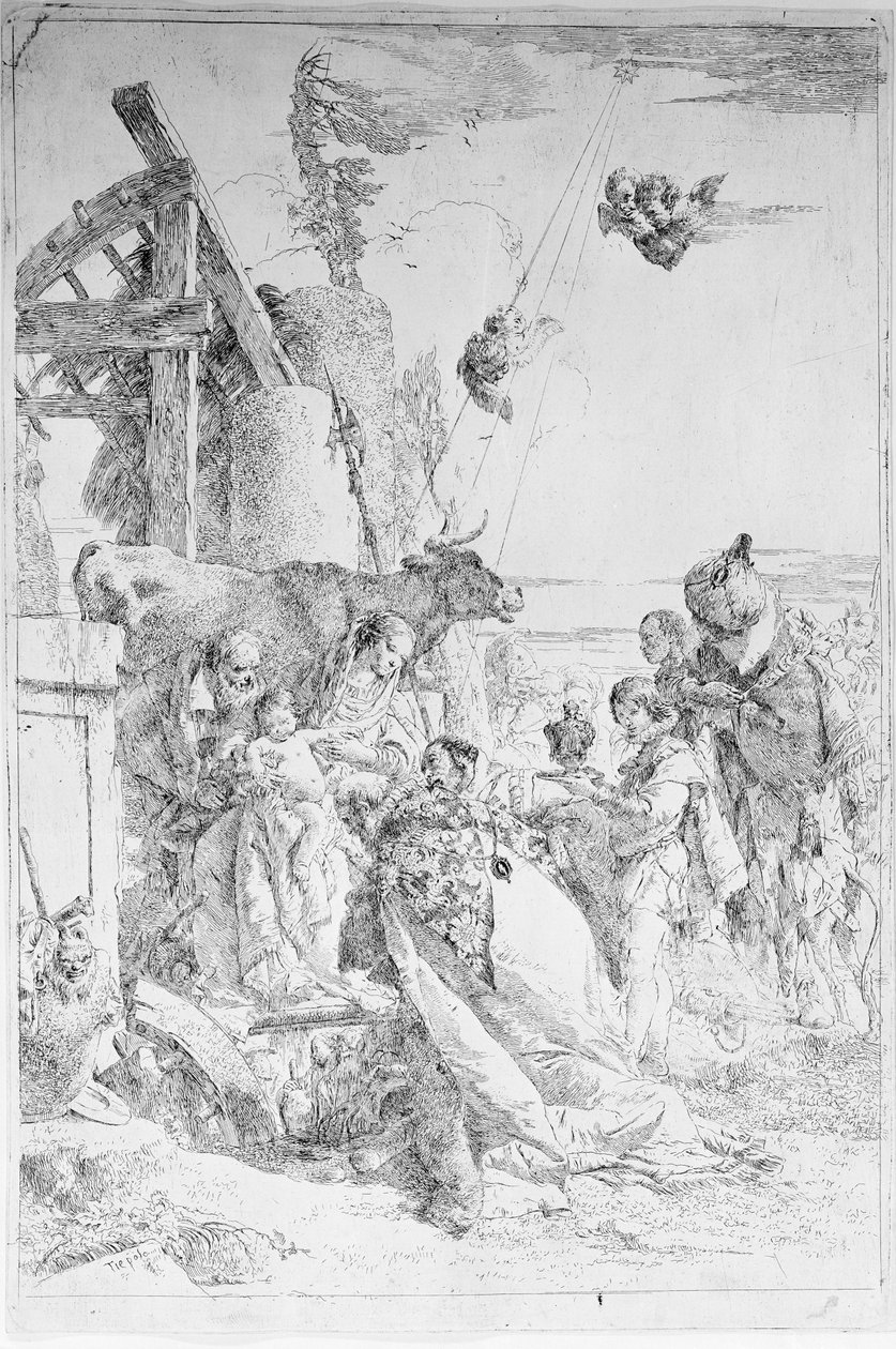 Adoracja Trzech Króli, ca. 1753 . autorstwa Giovanni Battista Tiepolo