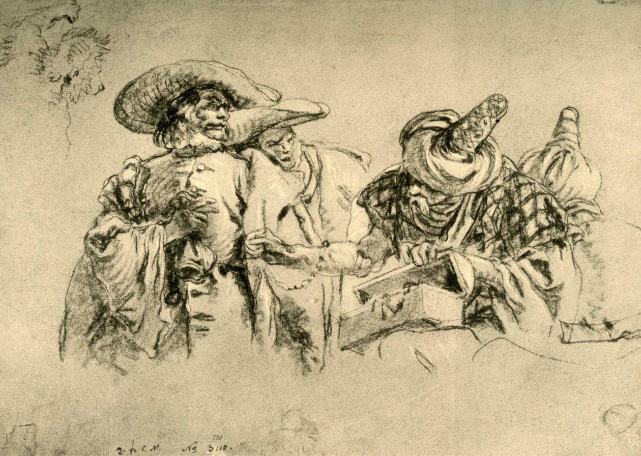 Orientalny handlarz klejnotami i dwóch europejskich kupców, 1752-1753, 1928 autorstwa Giovanni Battista Tiepolo