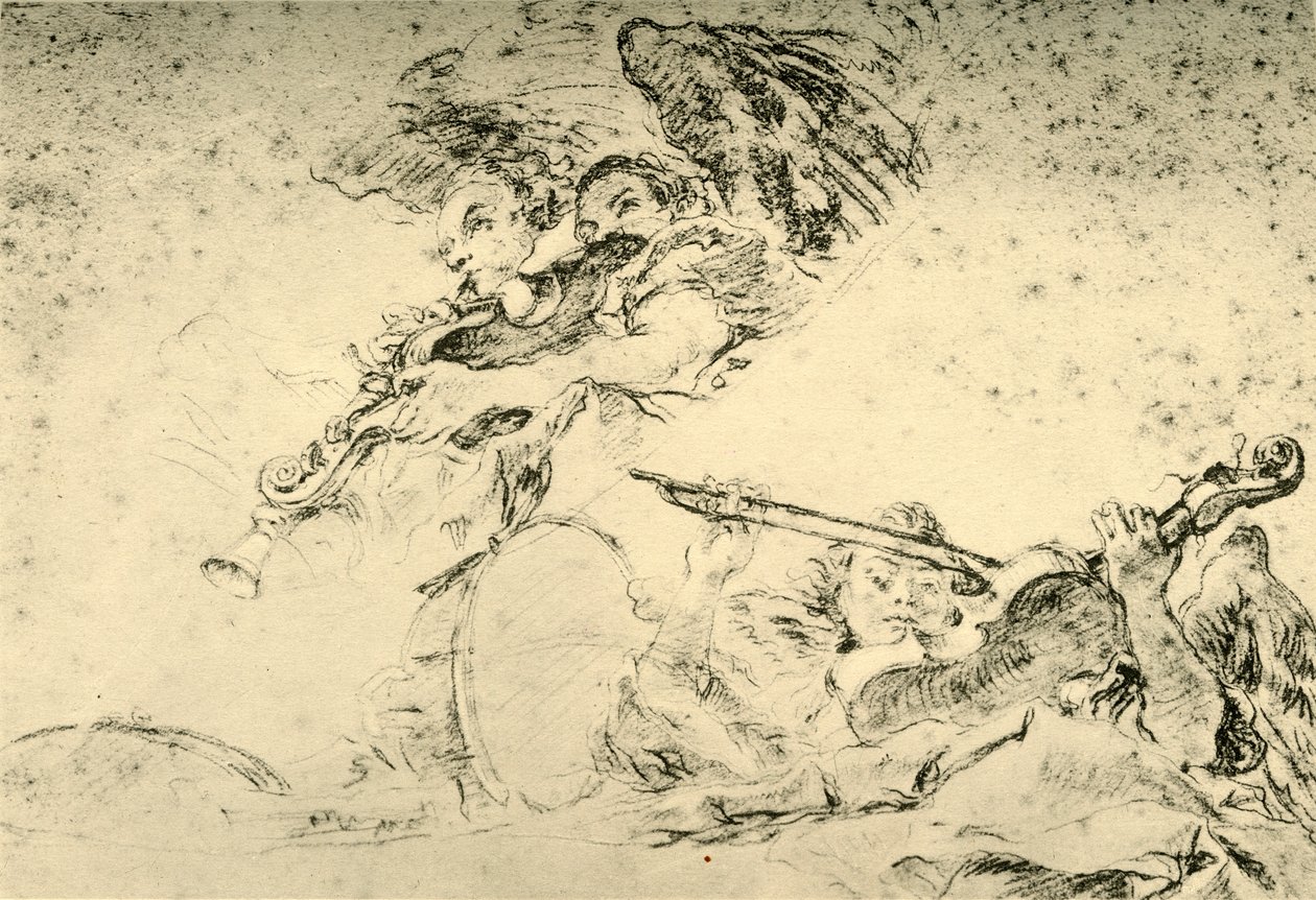 Anioły grające na instrumentach muzycznych, ok. 1755, 1928 r autorstwa Giovanni Battista Tiepolo
