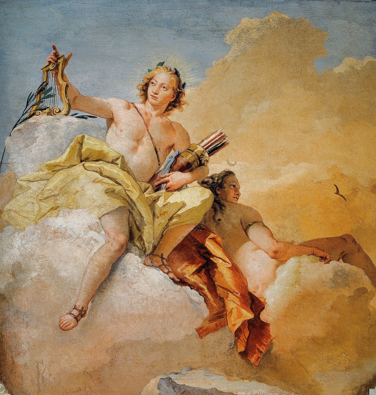 Apollo i Diana, z Sali Bóstw Olimpijskich w Foresterii (Pensjonat) 1757 autorstwa Giovanni Battista Tiepolo