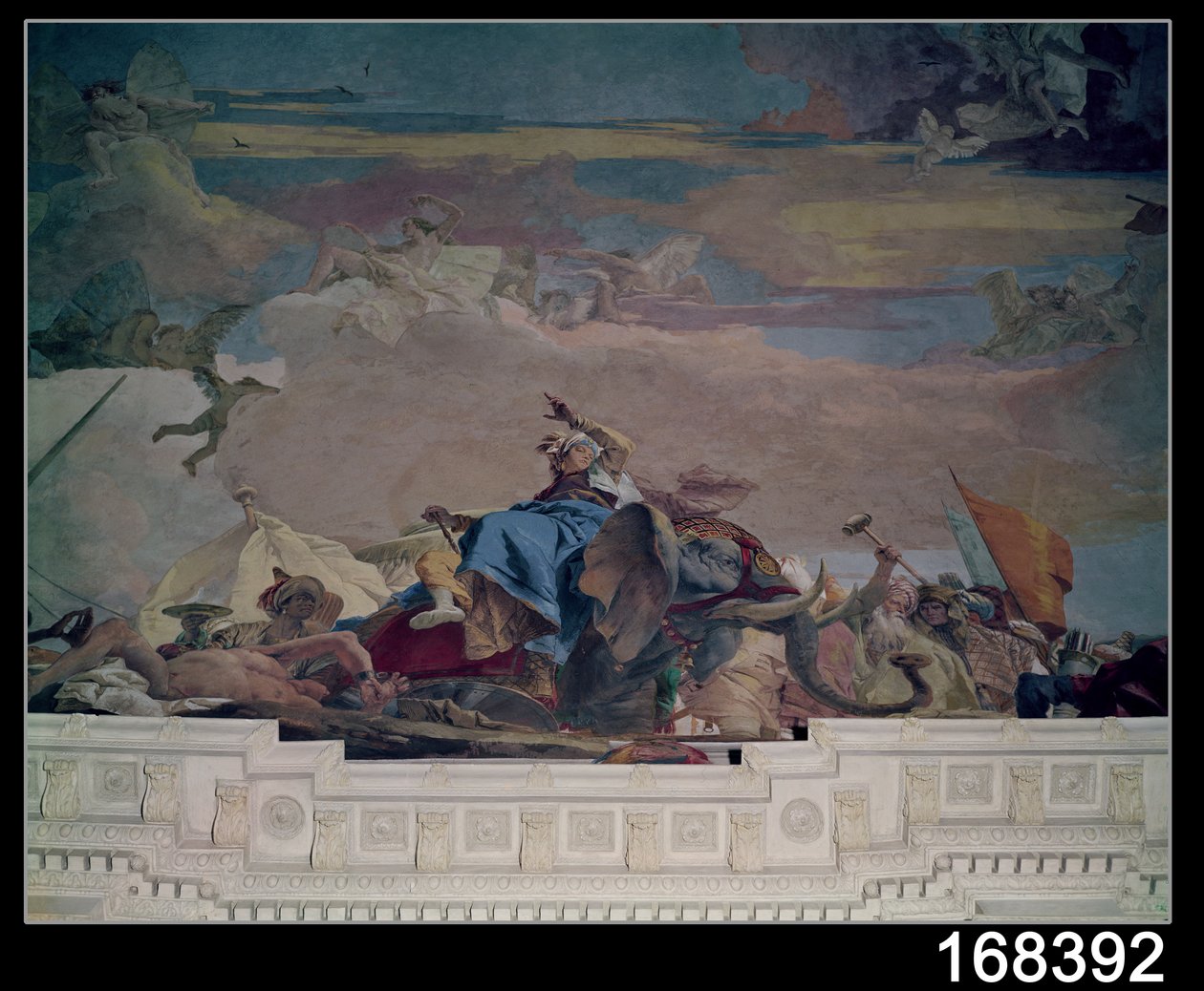 Azja, jeden z czterech kontynentów z sufitu „Treppenhaus”, 1750-53 (fresk) (patrz także (112348 i 30573) autorstwa Giovanni Battista Tiepolo