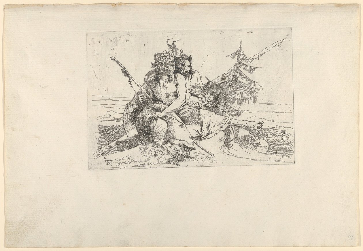Bachant, Satyr i Fauness, ze Scherzi, ca. 1740. autorstwa Giovanni Battista Tiepolo