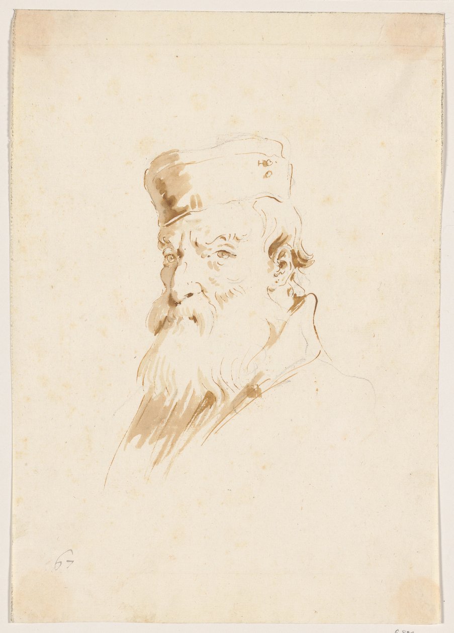 Brodaty mężczyzna w czapce autorstwa Giovanni Battista Tiepolo