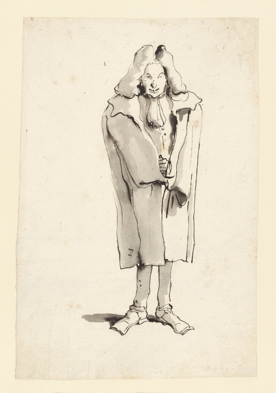 Karykatura mężczyzny w płaszczu autorstwa Giovanni Battista Tiepolo