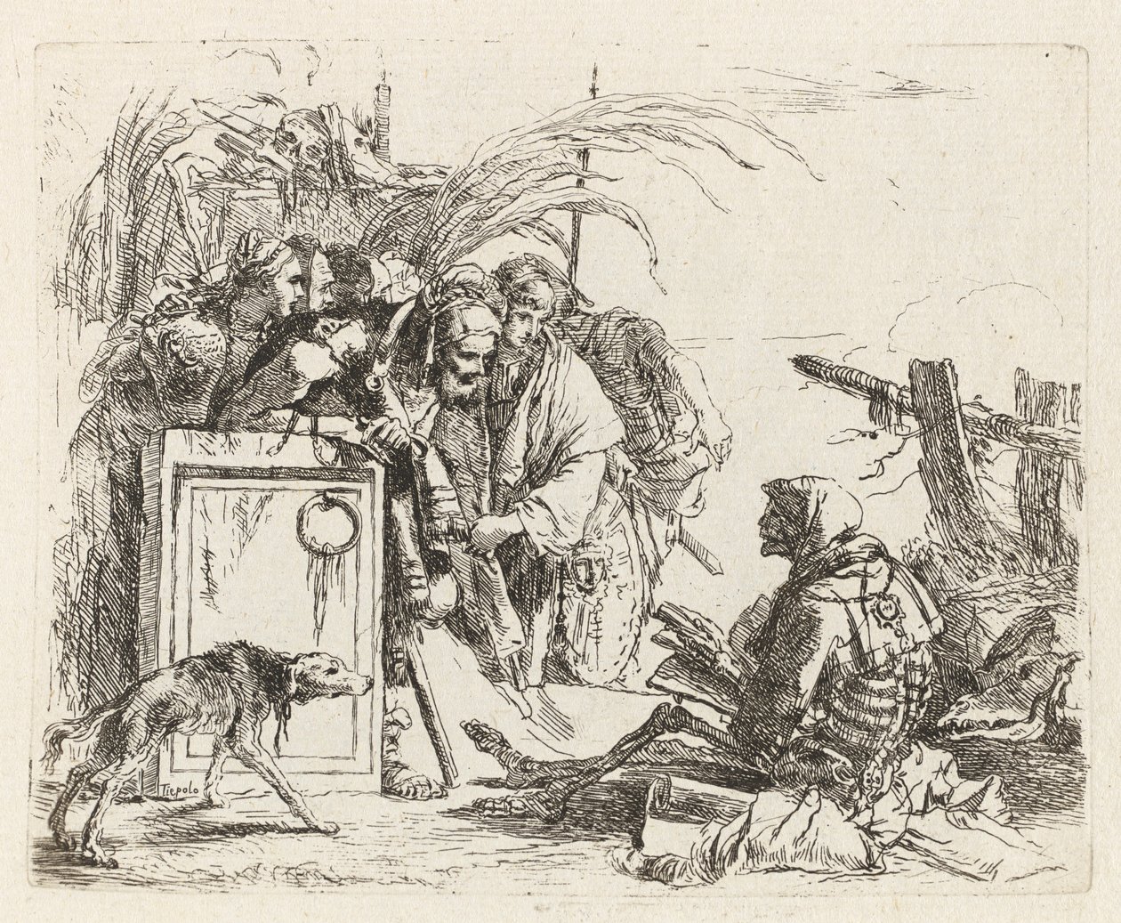 Publiczność Śmierci, z Vari capricci (Various Capriccios) autorstwa Giovanni Battista Tiepolo