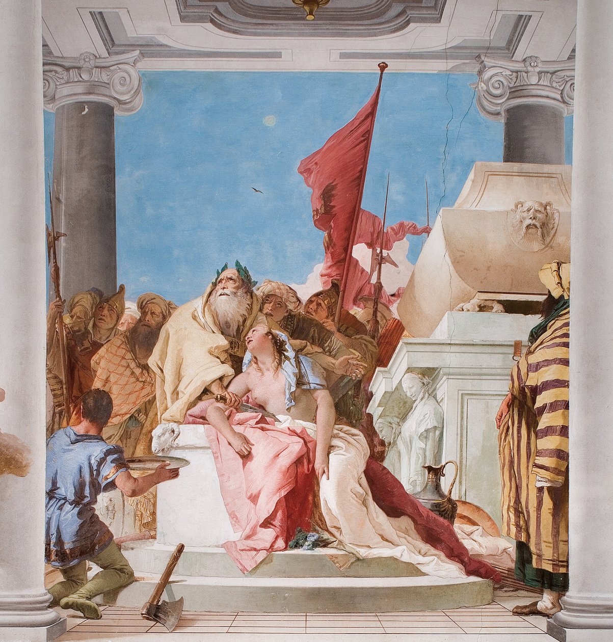 Fragment z Ofiary Ifigenii, z holu wejściowego w Palazzina, 1757 autorstwa Giovanni Battista Tiepolo