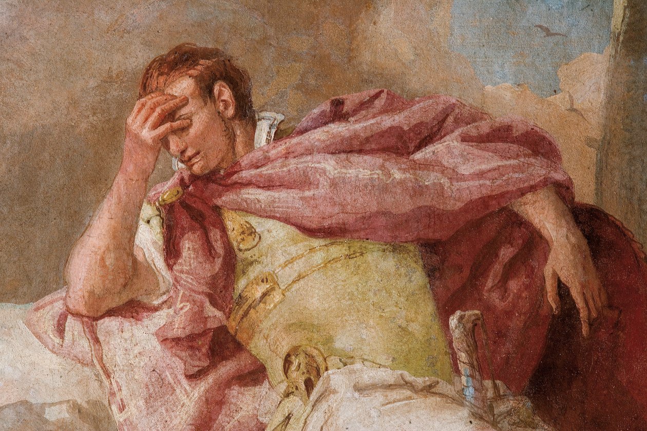 Fragment Eneidy, z Merkurym wzywającym Eneasza do opuszczenia Kartaginy, z sali Eneidy w Palazzina, 1757 r. autorstwa Giovanni Battista Tiepolo