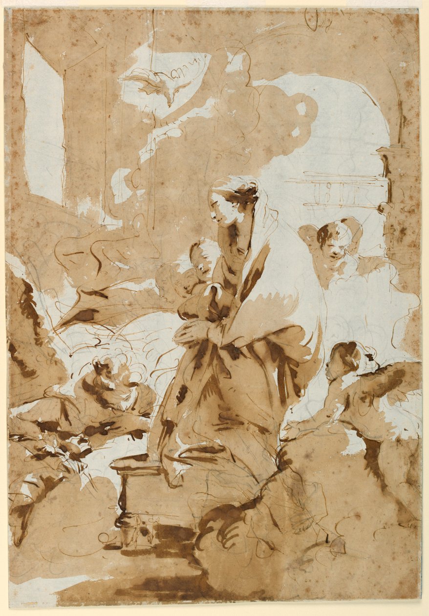 Rysunek Zwiastowanie, ok. 1732 r. autorstwa Giovanni Battista Tiepolo