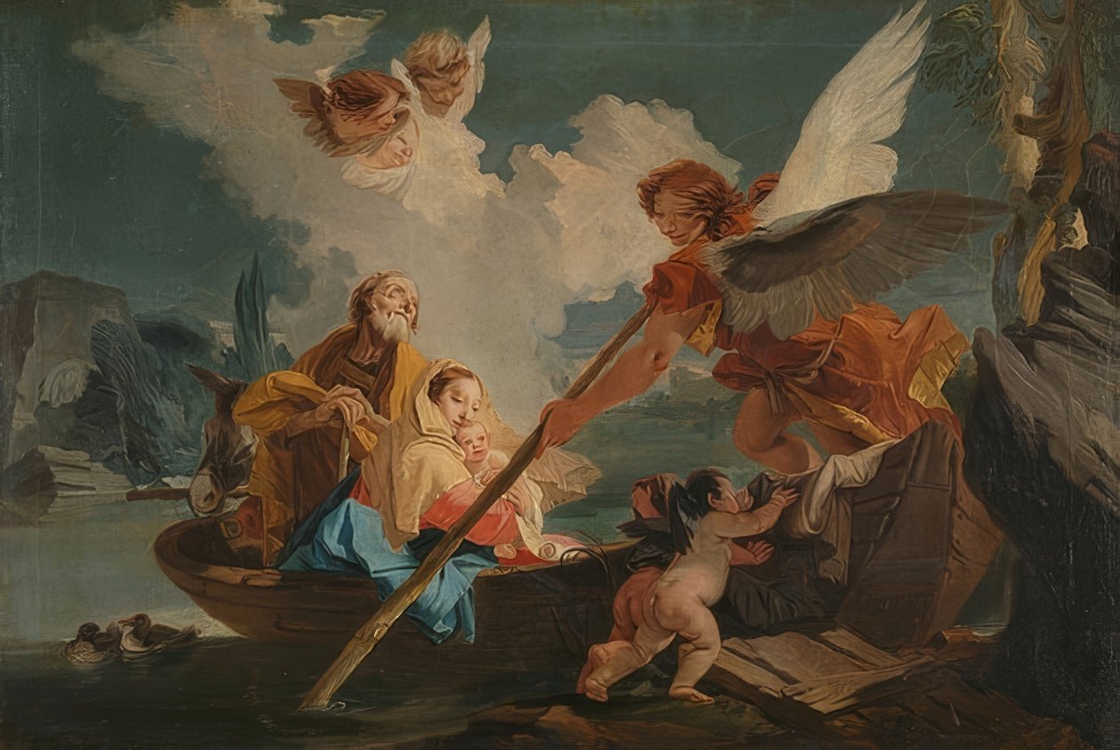 Ucieczka do Egiptu. 1750-1810 autorstwa Giovanni Battista Tiepolo