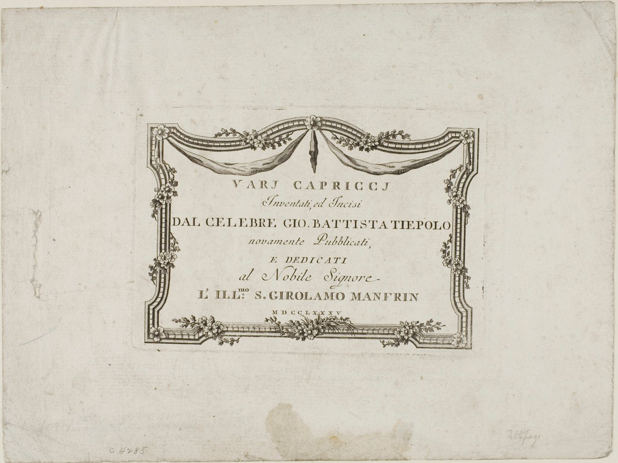 Frontispis z Capricci autorstwa Giovanni Battista Tiepolo